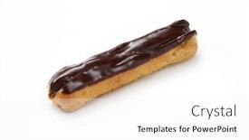  Presentation with white chocolate - Cool new presentation design with chocolate eclair on white background backdrop and a white colored foreground