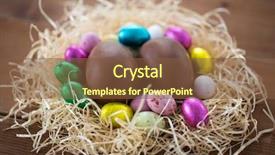  Presentation with confectionery - Presentation design consisting of chocolate eggs in foil wrapper background and a tawny brown colored foreground