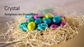  Presentation with modern medicine cardiology concept mixed - PPT theme enhanced with chocolate eggs in foil wrapper background and a light gray colored foreground