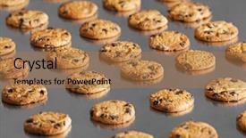  Presentation with baking cookies - Cool new theme with chocolate factory - production line of baking cookies backdrop and a coral colored foreground