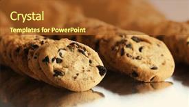  Presentation with baking cookies - Cool new presentation theme with chocolate factory - production line of baking cookies backdrop and a tawny brown colored foreground