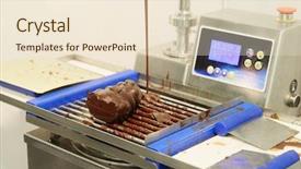  Presentation with factory machine - Beautiful PPT theme featuring chocolate factory machine for melting backdrop and a lemonade colored foreground