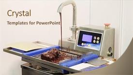  Presentation with factory machine - Cool new slide deck with chocolate factory machine for melting backdrop and a sky blue colored foreground