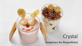  Presentation with baby milk - Audience pleasing theme consisting of chocolate fantasy - baby cookies and milk cocktails backdrop and a  colored foreground