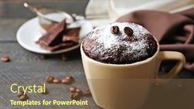  Presentation with cup cake - Audience pleasing PPT layouts consisting of chocolate fondant cake in cup on wooden background backdrop and a tawny brown colored foreground