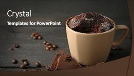  Presentation with cup cake - Slide set featuring chocolate fondant cake in cup on wooden background background and a dark gray colored foreground