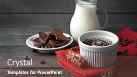  Presentation with cup cake - PPT theme enhanced with chocolate fondant cake in cup on wooden background background and a tawny brown colored foreground