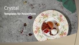  Presentation with molten - Beautiful PPT theme featuring chocolate-fondant-chocolate-cakes backdrop and a gray colored foreground