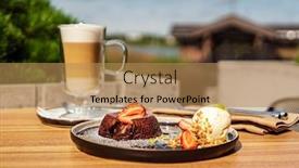  Presentation with chocolate ice cream - Presentation theme enhanced with chocolate-fondant-cupcake-with-strawberries background and a coral colored foreground