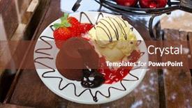  Presentation with lava - Cool new PPT theme with chocolate-fondant-lava-cake-petit backdrop and a tawny brown colored foreground