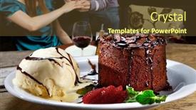  Presentation with lava - Colorful slide set enhanced with chocolate-fondant-lava-cake-petit backdrop and a tawny brown colored foreground