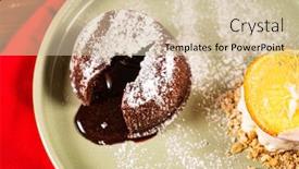  Presentation with chocolate ice cream - Amazing slide deck having chocolate-fondant-with-ice-cream backdrop and a soft green colored foreground