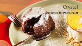  Presentation with chocolate ice cream - PPT theme featuring chocolate-fondant-with-ice-cream background and a coral colored foreground