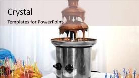  Presentation with fruit trees and rivers - Amazing slide deck having chocolate fondue fountain and fruit backdrop and a coral colored foreground