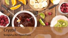  Presentation with fruits - PPT layouts enhanced with chocolate fondue with fruits background and a red colored foreground