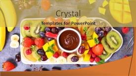  Presentation with fruits - Colorful theme enhanced with chocolate-fondue-with-juicy-fruits backdrop and a yellow colored foreground