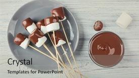  Presentation with chocolate - Amazing slides having chocolate fondue with marshmallow backdrop and a light gray colored foreground