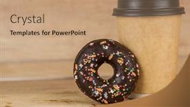  Presentation with brewed - PPT layouts enhanced with chocolate-frosted-donut-or-doughnut background and a coral colored foreground