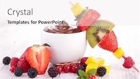  Presentation with guava fruits fresh green fruit - Colorful presentation design enhanced with chocolate fruits backdrop and a white colored foreground