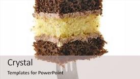  Presentation with chocolate - Slides having chocolate fudge layer cake background and a mint green colored foreground