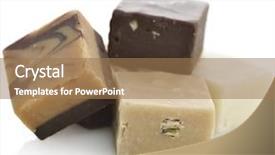  Presentation with chocolate - Slide set consisting of chocolate fudge squares close up background and a coral colored foreground