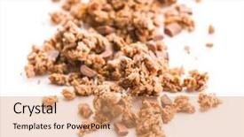  Presentation with white chocolate - PPT layouts having chocolate granola breakfast cereals isolated background and a  colored foreground