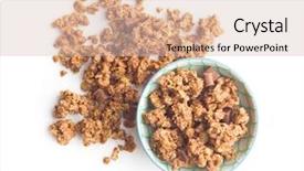 Presentation with granola - Slide deck consisting of chocolate granola breakfast cereals isolated background and a  colored foreground