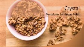  Presentation with granola - Audience pleasing presentation design consisting of chocolate granola breakfast cereals backdrop and a coral colored foreground