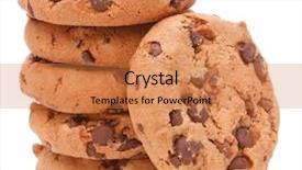  Presentation with chocolate chip cookie - Amazing PPT theme having chocolate homemade pastry cookies isolated backdrop and a coral colored foreground