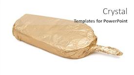  Presentation with chocolate ice cream - Amazing PPT layouts having chocolate ice cream in foil on a white background backdrop and a white colored foreground