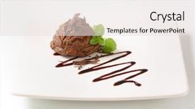  Presentation with chocolate ice cream - Slide deck enhanced with chocolate ice cream scoop decorated with topping wave background and a sky blue colored foreground