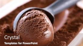  Presentation with chocolate ice cream - Cool new slides with chocolate-ice-cream-scooping-ice backdrop and a tawny brown colored foreground