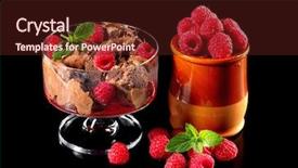  Presentation with chocolate ice cream - Colorful presentation design enhanced with chocolate ice cream with fresh raspberries isolated on a black background backdrop and a wine colored foreground