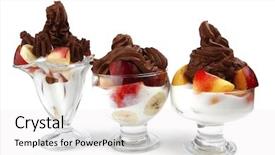  Presentation with ice crystal - Slides with chocolate ice cream with fruits background and a sky blue colored foreground
