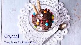  Presentation with chocolate ice cream - Presentation consisting of chocolate ice cream with multicolor background and a sky blue colored foreground