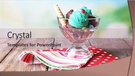  Presentation with wafer - Cool new slide deck with chocolate ice cream with multicolor backdrop and a coral colored foreground