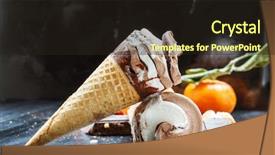  Presentation with chocolate ice cream - Theme featuring chocolate ice cream background and a wine colored foreground