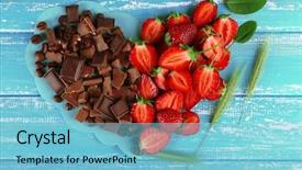  Presentation with chocolate strawberry - Presentation design consisting of chocolate in shape of heart background and a light blue colored foreground