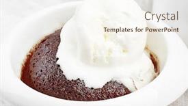  Presentation with ice cream cake - Audience pleasing PPT theme consisting of chocolate-lava-cake-with-ice backdrop and a cream colored foreground