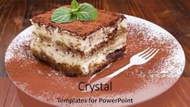  Presentation with tiramisu - Colorful slide deck enhanced with chocolate layer - slice of self-made italian tiramisu backdrop and a red colored foreground