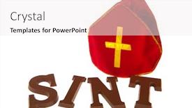  Presentation with dutch sinterklaas - Slides having chocolate-letters-and-mitre background and a white colored foreground