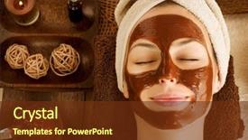  Presentation with facial - Amazing slide deck having chocolate luxury spa facial mask backdrop and a tawny brown colored foreground