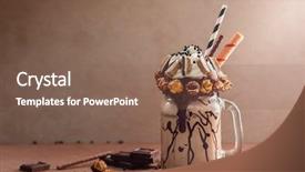  Presentation with chocolate ice cream - Amazing PPT theme having chocolate milkshake with ice cream backdrop and a violet colored foreground