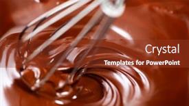  Presentation with chocolate dessert - Cool new slide set with chocolate-mixing-melted-liquid-premium backdrop and a tawny brown colored foreground
