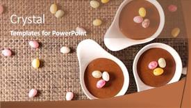  Presentation with candy - PPT theme featuring chocolate-mousse-and-easter-egg background and a coral colored foreground