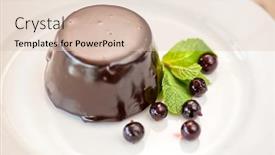  Presentation with chocolate dessert - Presentation theme enhanced with chocolate-mousse-dessert-with-currant background and a lemonade colored foreground