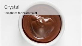  Presentation with chocolate dessert - Presentation design enhanced with chocolate-mousse-in-dessert-bowl background and a white colored foreground