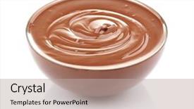  Presentation with dessert - PPT theme enhanced with chocolate mousse in dessert bowl background and a light gray colored foreground