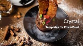  Presentation with biscuit coffee - Colorful presentation enhanced with chocolate-mousse-with-coffee-liquor backdrop and a tawny brown colored foreground