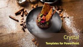  Presentation with biscuit coffee - Colorful presentation design enhanced with chocolate-mousse-with-coffee-liquor backdrop and a tawny brown colored foreground